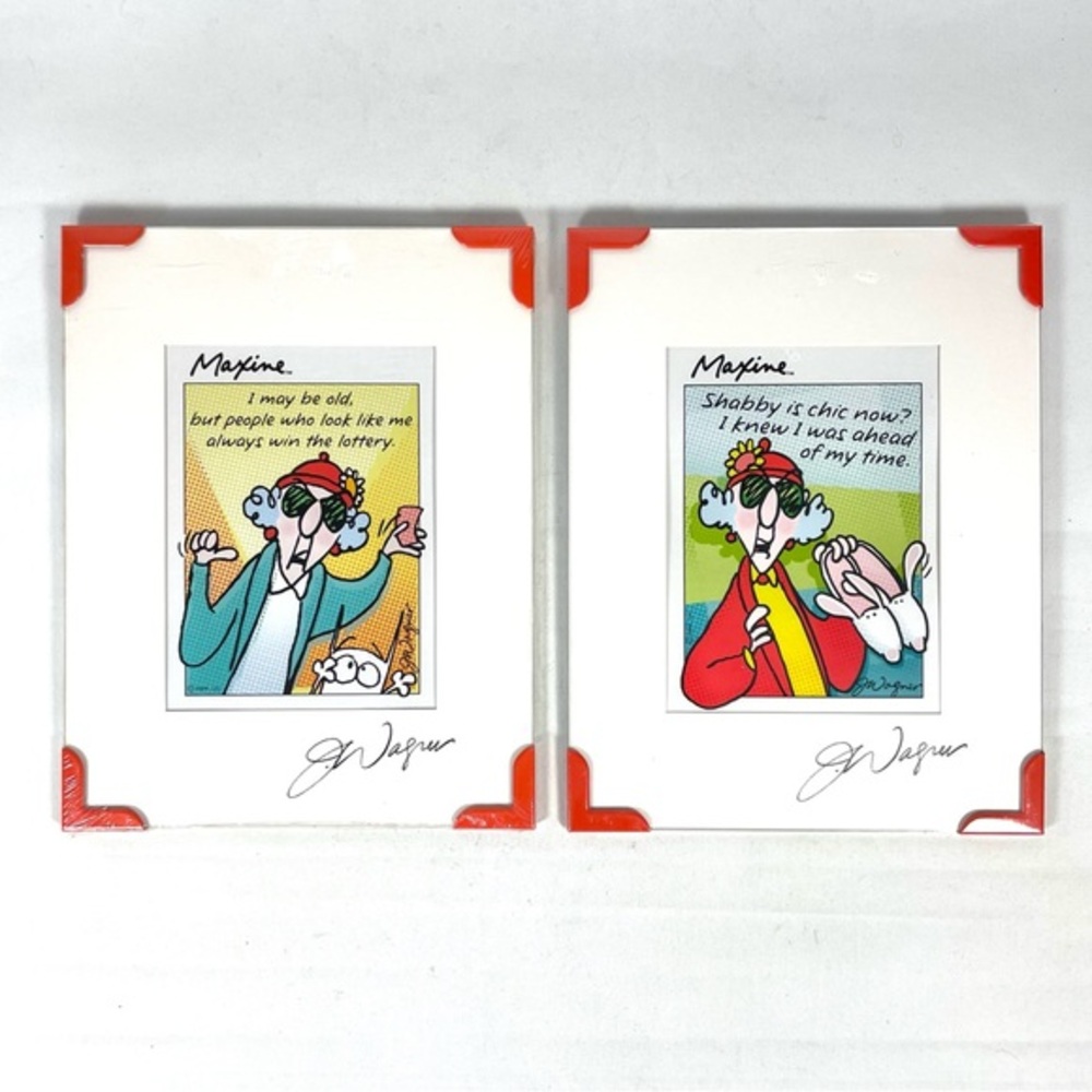 Hallmark Maxine Framed Prints Lot of 2 John Wagner Signed Sealed 9x7